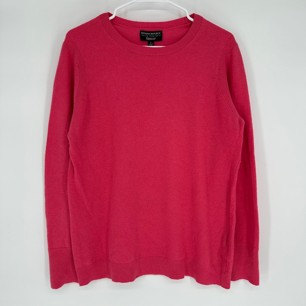 Banana Republic Filpucci Italian Yarn Pink Crewneck Cashmere Blend Sweater‎ L